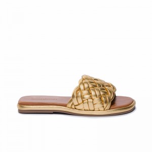 Bernardo Troy Woven Schuifsandalen Dames Goud | UCK5891LC