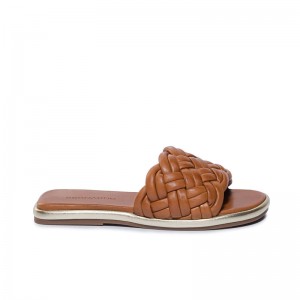 Bernardo Troy Woven Schuifsandalen Dames Donkerbruin | NAG4475HA