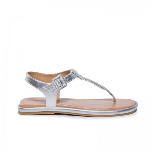 Bernardo Tucson T-Strap Platte Sandalen Dames Zilver | ERT257IR