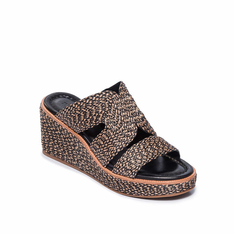 Bernardo Kaian Raffia Sleehak Sandalen Dames Zwart Bruin | RPP7525DH