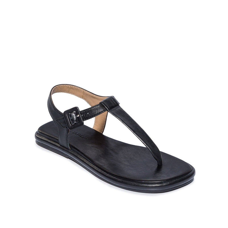 Bernardo Tucson T-Strap Platte Sandalen Dames Zwart | GOJ4979CQ