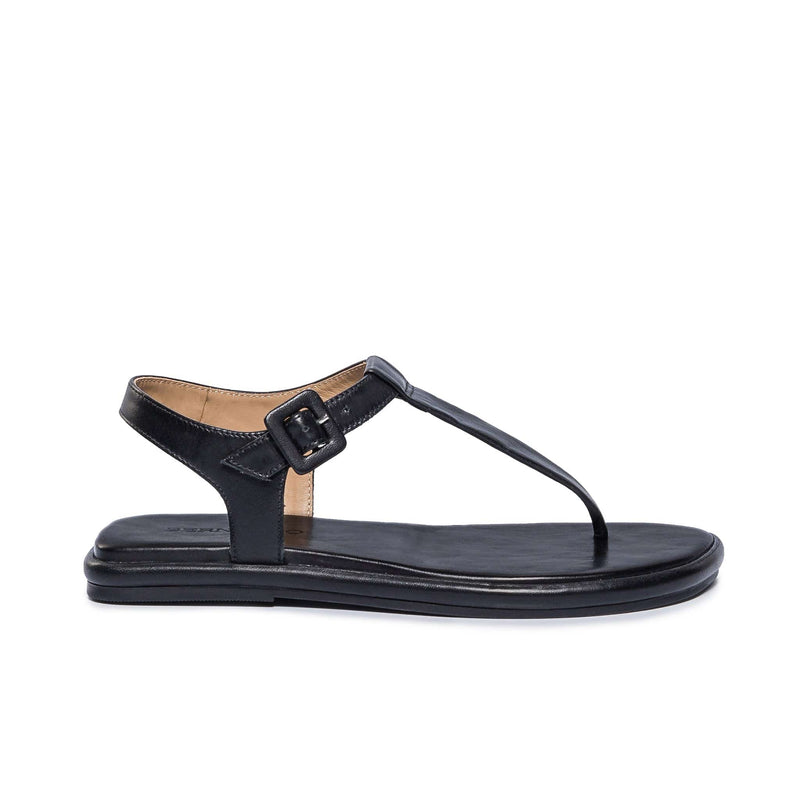 Bernardo Tucson T-Strap Platte Sandalen Dames Zwart | GOJ4979CQ