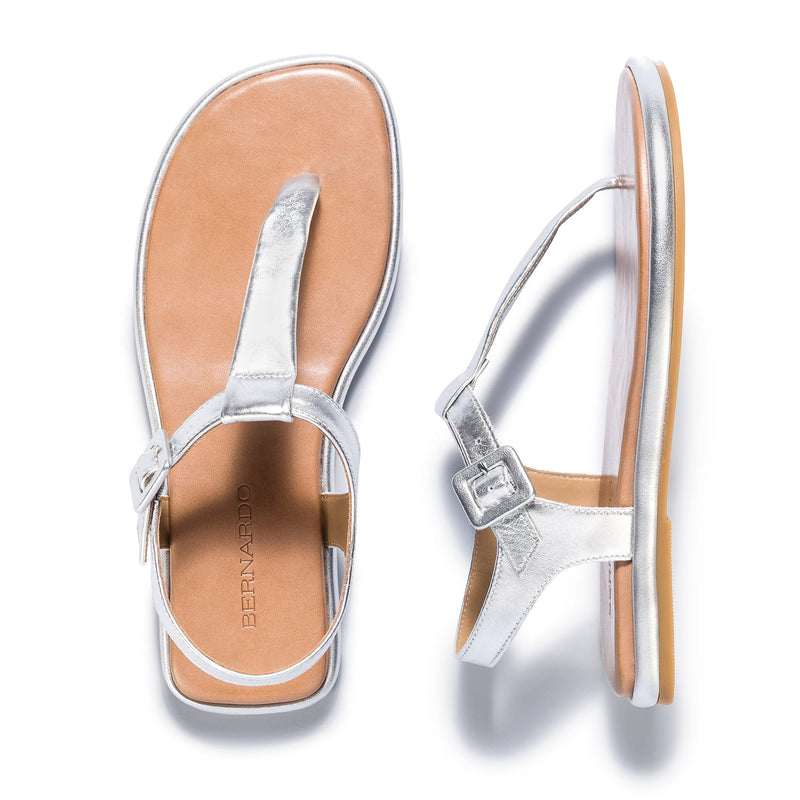 Bernardo Tucson T-Strap Platte Sandalen Dames Zilver | ERT257IR